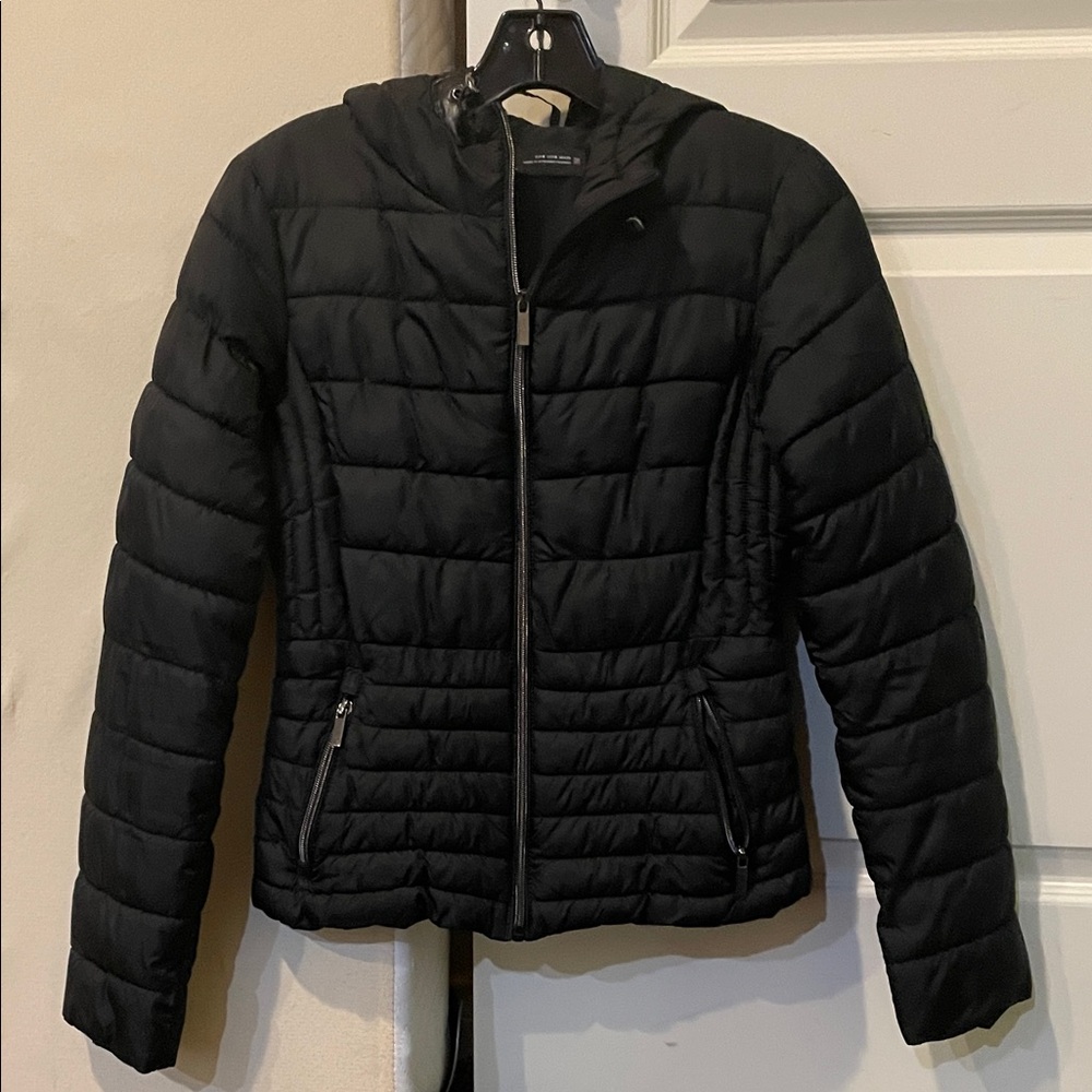Women’s Black Quilted Hooded Jacket - Casual Lightweight Coat